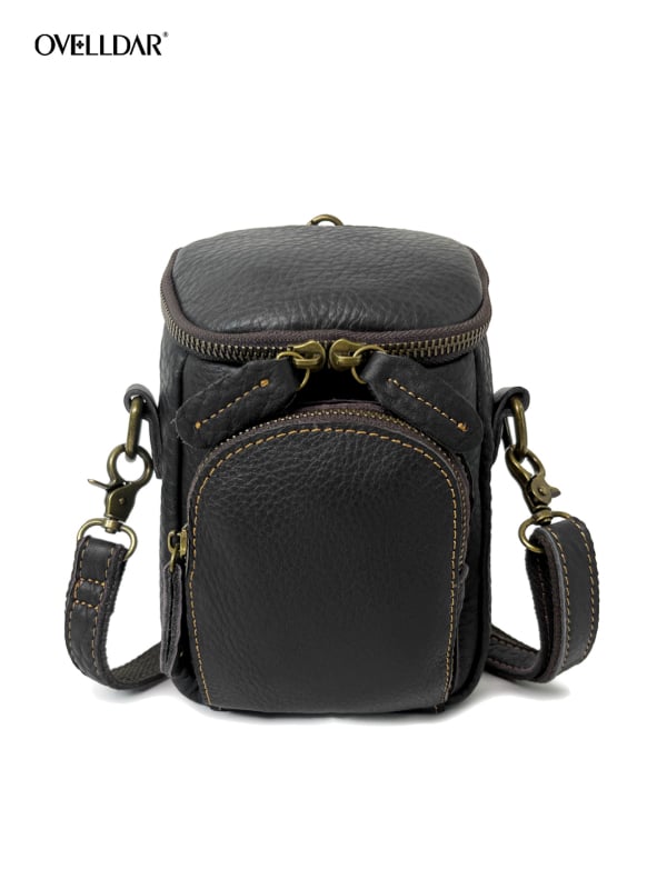 ovelldar Muška kožna torbica za pojas, od prvog sloja teleće kože, lagana i izdržljiva, crossbody stil