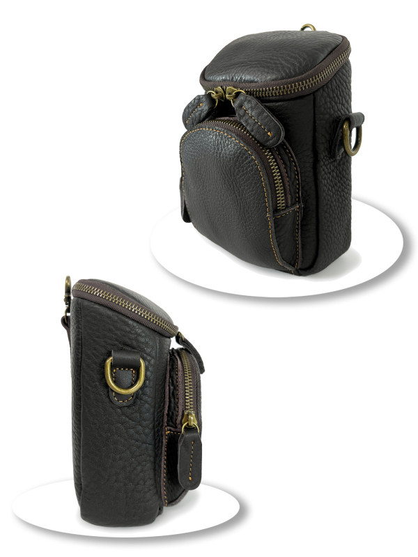 ovelldar Muška kožna torbica za pojas, od prvog sloja teleće kože, lagana i izdržljiva, crossbody stil