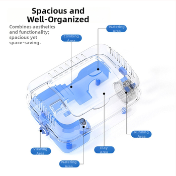 Ακρυλικό κλουβί για χάμστερ, κατάλληλο για όλες τις εποχές, διακοσμητική διαμόρφωση του περιβάλλοντος (Ακρυλικό; Για χάμστερ; Για όλες τις εποχές; Διακοσμητική διαμόρφωση περιβάλλοντος)