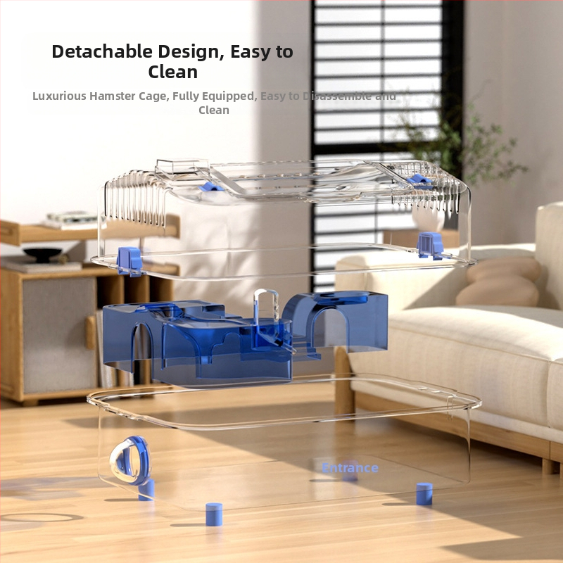 Ακρυλικό κλουβί για χάμστερ, κατάλληλο για όλες τις εποχές, διακοσμητική διαμόρφωση του περιβάλλοντος (Ακρυλικό; Για χάμστερ; Για όλες τις εποχές; Διακοσμητική διαμόρφωση περιβάλλοντος)