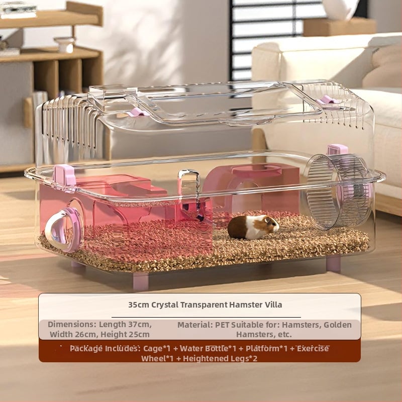 Ακρυλικό κλουβί για χάμστερ, κατάλληλο για όλες τις εποχές, διακοσμητική διαμόρφωση του περιβάλλοντος (Ακρυλικό; Για χάμστερ; Για όλες τις εποχές; Διακοσμητική διαμόρφωση περιβάλλοντος)