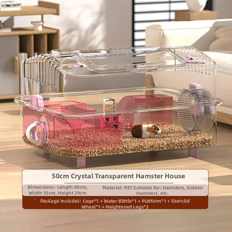 Ακρυλικό κλουβί για χάμστερ, κατάλληλο για όλες τις εποχές, διακοσμητική διαμόρφωση του περιβάλλοντος (Ακρυλικό; Για χάμστερ; Για όλες τις εποχές; Διακοσμητική διαμόρφωση περιβάλλοντος)