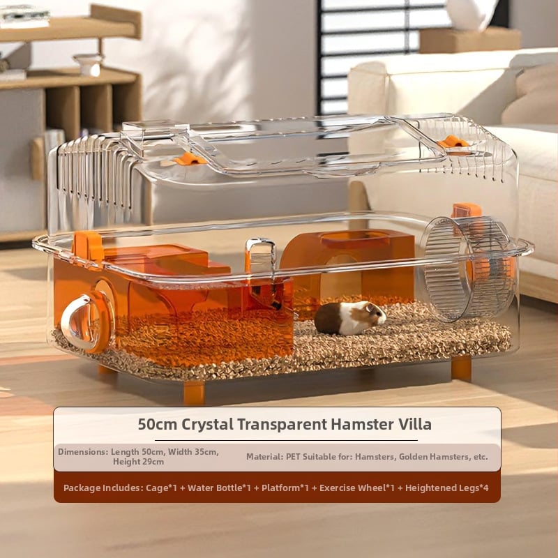Ακρυλικό κλουβί για χάμστερ, κατάλληλο για όλες τις εποχές, διακοσμητική διαμόρφωση του περιβάλλοντος (Ακρυλικό; Για χάμστερ; Για όλες τις εποχές; Διακοσμητική διαμόρφωση περιβάλλοντος)