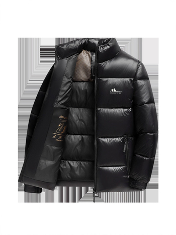 Ανδρικό χειμερινό μπουφάν με παχύ πολυεστερικό γέμισμα, φερμουάρ, ψηλό γιακά, χωρίς κουκούλα