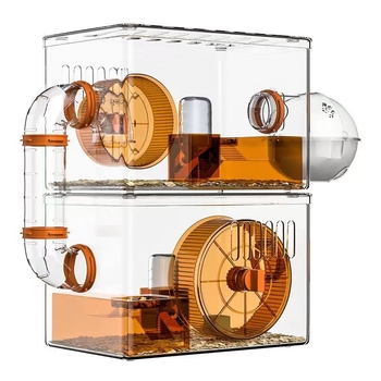 Κλουβί για χάμστερ - Πολυτελής βίλα, Διαφανές Ακρυλικό, Διώροφο Πολυεπίπεδο, Πλαστικό