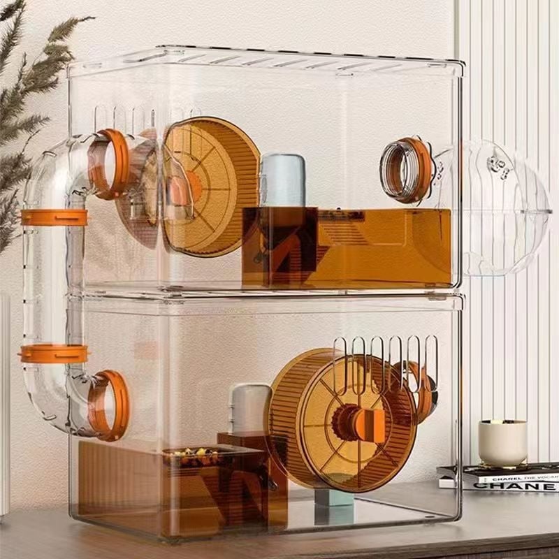 Κλουβί για χάμστερ - Πολυτελής βίλα, Διαφανές Ακρυλικό, Διώροφο Πολυεπίπεδο, Πλαστικό