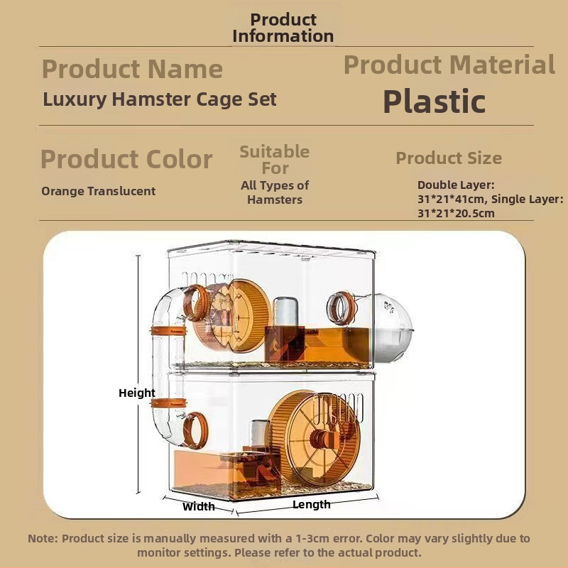 Κλουβί για χάμστερ - Πολυτελής βίλα, Διαφανές Ακρυλικό, Διώροφο Πολυεπίπεδο, Πλαστικό