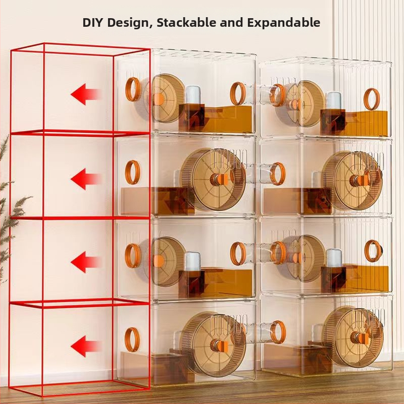 Κλουβί για χάμστερ - Πολυτελής βίλα, Διαφανές Ακρυλικό, Διώροφο Πολυεπίπεδο, Πλαστικό