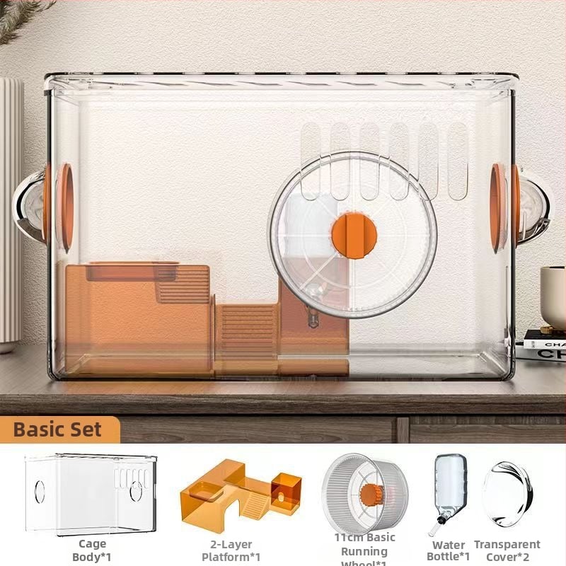 Κλουβί για χάμστερ - Πολυτελής βίλα, Διαφανές Ακρυλικό, Διώροφο Πολυεπίπεδο, Πλαστικό