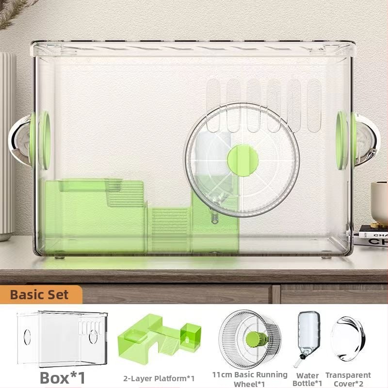 Κλουβί για χάμστερ - Πολυτελής βίλα, Διαφανές Ακρυλικό, Διώροφο Πολυεπίπεδο, Πλαστικό