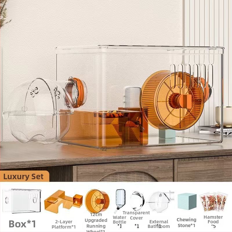 Κλουβί για χάμστερ - Πολυτελής βίλα, Διαφανές Ακρυλικό, Διώροφο Πολυεπίπεδο, Πλαστικό