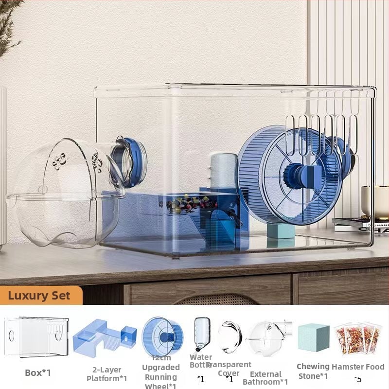Κλουβί για χάμστερ - Πολυτελής βίλα, Διαφανές Ακρυλικό, Διώροφο Πολυεπίπεδο, Πλαστικό
