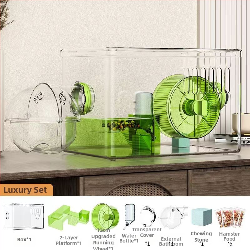 Κλουβί για χάμστερ - Πολυτελής βίλα, Διαφανές Ακρυλικό, Διώροφο Πολυεπίπεδο, Πλαστικό