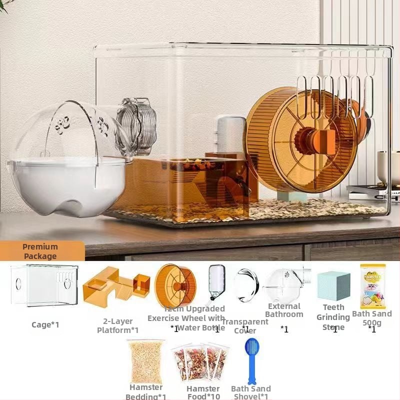 Κλουβί για χάμστερ - Πολυτελής βίλα, Διαφανές Ακρυλικό, Διώροφο Πολυεπίπεδο, Πλαστικό