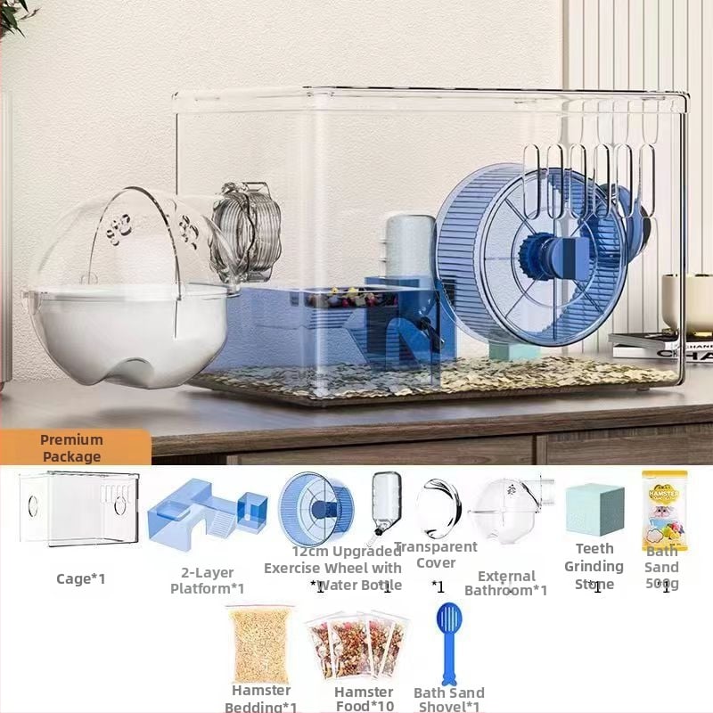 Κλουβί για χάμστερ - Πολυτελής βίλα, Διαφανές Ακρυλικό, Διώροφο Πολυεπίπεδο, Πλαστικό