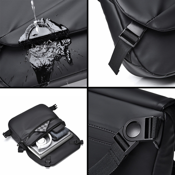 Muška crossbody torba – velikog kapaciteta, Oxford platno, podstava od poliestera, jednobojni uzorak, za poslovna putovanja, proljeće 2025