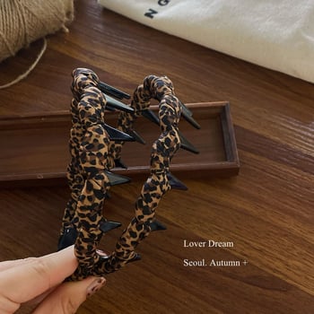 Leopard uzor čelenka, akril, ručna izrada, elegantan stil, ženski dodaci za kosu, jesen 2025