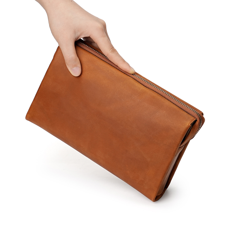 Muška clutch torba - prirodna koža, koža prvog sloja teleće, prozračna poliester podstava, MaDonNo