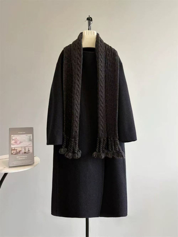 Női hosszú kettőoldalas gyapjúkabát, európai stílus, kerek nyak, hosszú ujjú, egy gombos záródás