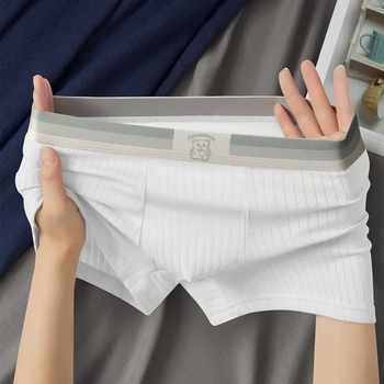 Férfi pamut boxeralsó középmagas derekú, lélegző, antibakteriális, rib-kötésű szövet, viszkóz bélés