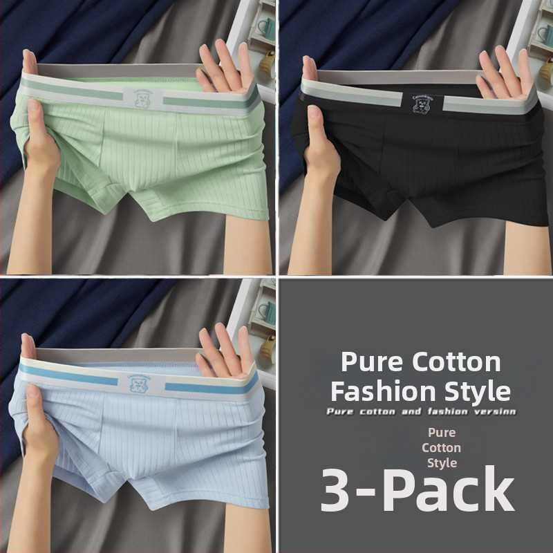 Férfi pamut boxeralsó középmagas derekú, lélegző, antibakteriális, rib-kötésű szövet, viszkóz bélés