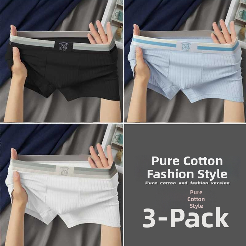 Férfi pamut boxeralsó középmagas derekú, lélegző, antibakteriális, rib-kötésű szövet, viszkóz bélés