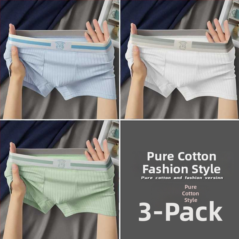 Férfi pamut boxeralsó középmagas derekú, lélegző, antibakteriális, rib-kötésű szövet, viszkóz bélés