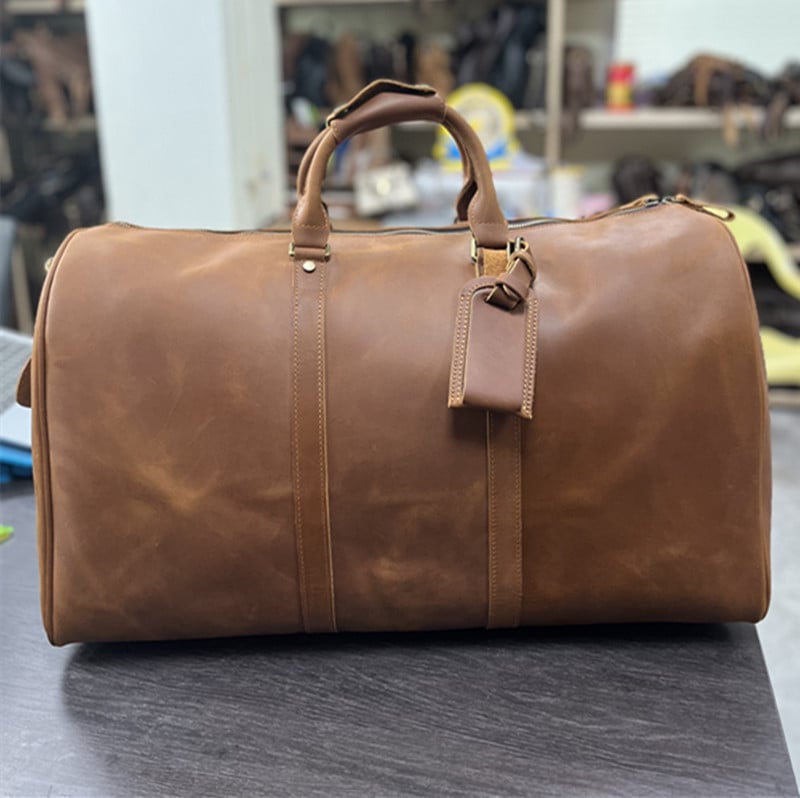 Muška putna torba od prave kože, velika kapaciteta 36–55 L, gornji sloj teleće kože, prozračna, vodootporna, otporna na habanje i krađu, crossbody torba na jedno rame