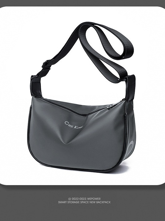 Muška crossbody torba u street-trend stilu, vodootporna kožna membrana, jednobojni dizajn, podstava od poliester
