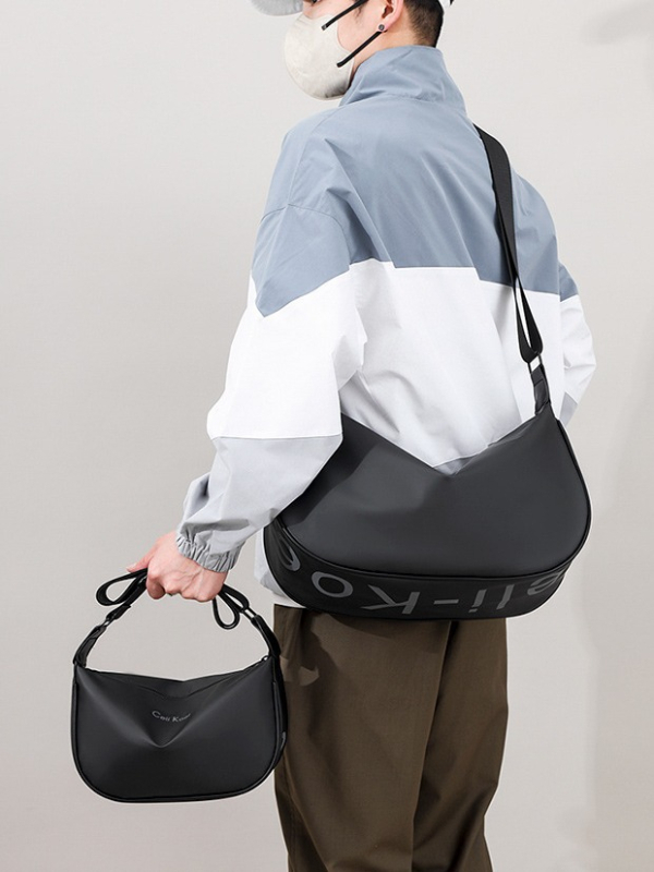 Muška crossbody torba u street-trend stilu, vodootporna kožna membrana, jednobojni dizajn, podstava od poliester