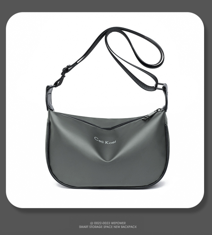 Muška crossbody torba u street-trend stilu, vodootporna kožna membrana, jednobojni dizajn, podstava od poliester
