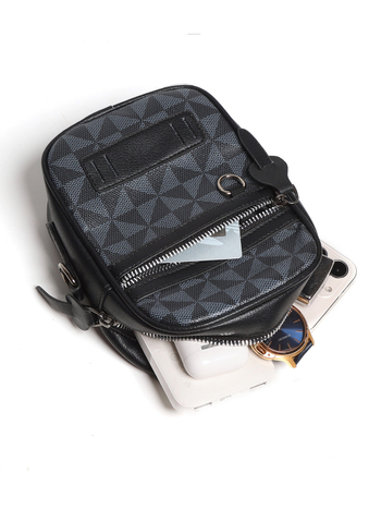 Muška PU ultra lagana crossbody torba s geometrijskim uzorkom, pogodna za 8-inčni laptop
