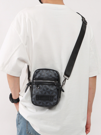 Muška PU ultra lagana crossbody torba s geometrijskim uzorkom, pogodna za 8-inčni laptop