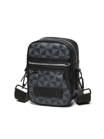Muška PU ultra lagana crossbody torba s geometrijskim uzorkom, pogodna za 8-inčni laptop