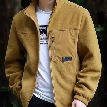 Ανδρικό αναστρέψιμο φλίς τζάκετ – στάσιμος γιακάς, φερμουάρ, επένδυση φλίς, αντιανεμικό