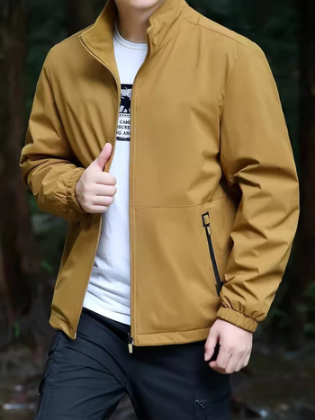 Ανδρικό αναστρέψιμο φλίς τζάκετ – στάσιμος γιακάς, φερμουάρ, επένδυση φλίς, αντιανεμικό