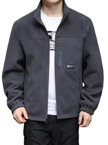 Ανδρικό αναστρέψιμο φλίς τζάκετ – στάσιμος γιακάς, φερμουάρ, επένδυση φλίς, αντιανεμικό