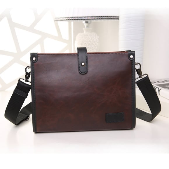 Muška crossbody torba od PU kože, jednobojna, podstava od poliestera i pamuka, unutarnji džep sa zatvaračem