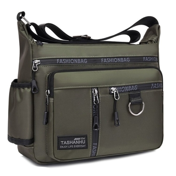 Muška crossbody torba, velika kapaciteta, vodootporan najlon, više džepova sa zatvaračima, zatvaranje na zatvarač, unutarnji džep sa zatvaračem, jedna naramenica, mekani držač