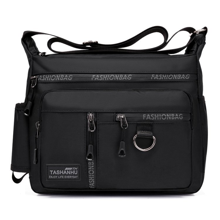 Muška crossbody torba, velika kapaciteta, vodootporan najlon, više džepova sa zatvaračima, zatvaranje na zatvarač, unutarnji džep sa zatvaračem, jedna naramenica, mekani držač