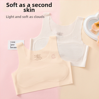 Μπουστάκι-σουτιέν για κορίτσια με ύφασμα ice-silk, ultra-thin molded cups, επένδυση από βαμβάκι, σταθερά διπλά λουριά, αναπνοή στην πλάτη