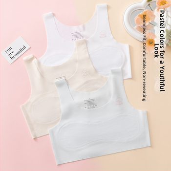 Μπουστάκι-σουτιέν για κορίτσια με ύφασμα ice-silk, ultra-thin molded cups, επένδυση από βαμβάκι, σταθερά διπλά λουριά, αναπνοή στην πλάτη