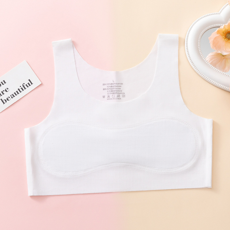 Μπουστάκι-σουτιέν για κορίτσια με ύφασμα ice-silk, ultra-thin molded cups, επένδυση από βαμβάκι, σταθερά διπλά λουριά, αναπνοή στην πλάτη