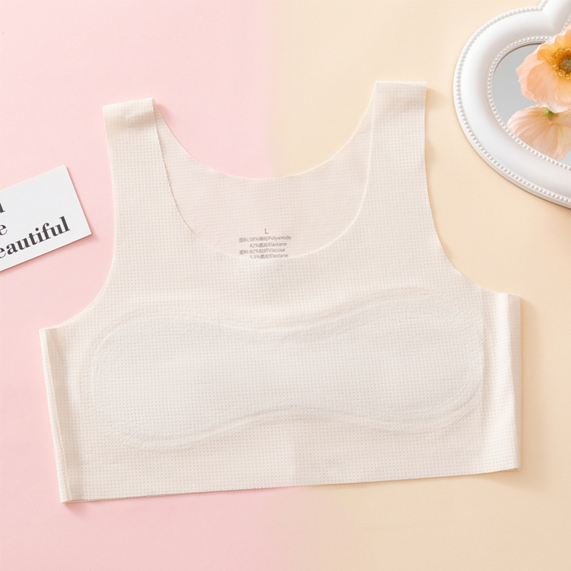 Μπουστάκι-σουτιέν για κορίτσια με ύφασμα ice-silk, ultra-thin molded cups, επένδυση από βαμβάκι, σταθερά διπλά λουριά, αναπνοή στην πλάτη