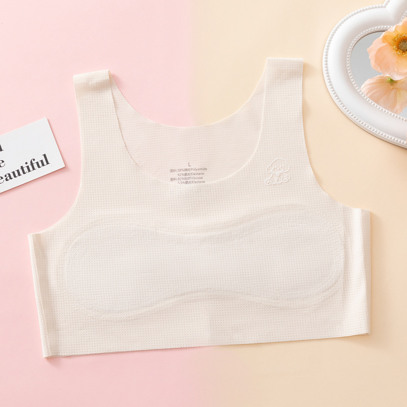 Μπουστάκι-σουτιέν για κορίτσια με ύφασμα ice-silk, ultra-thin molded cups, επένδυση από βαμβάκι, σταθερά διπλά λουριά, αναπνοή στην πλάτη