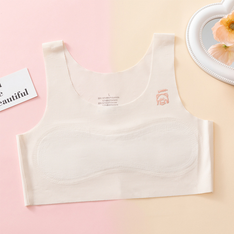 Μπουστάκι-σουτιέν για κορίτσια με ύφασμα ice-silk, ultra-thin molded cups, επένδυση από βαμβάκι, σταθερά διπλά λουριά, αναπνοή στην πλάτη