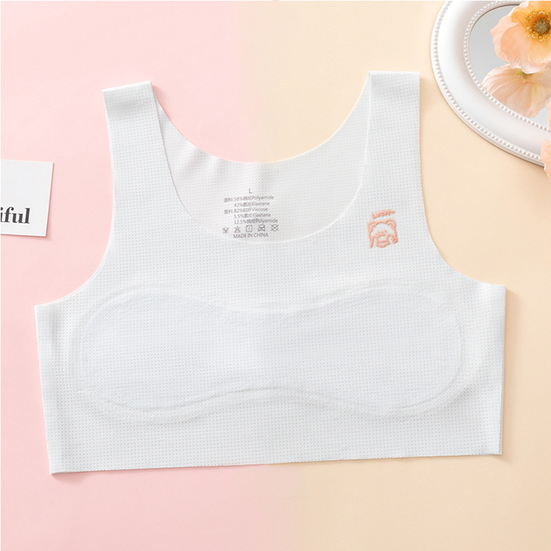 Μπουστάκι-σουτιέν για κορίτσια με ύφασμα ice-silk, ultra-thin molded cups, επένδυση από βαμβάκι, σταθερά διπλά λουριά, αναπνοή στην πλάτη