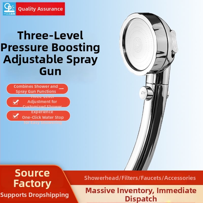 Ντους πιστόλι με τρία προγράμματα, ηλεκτροπλατιζόμενο ABS, μοντέλο XCC12, άμεση εγκατάσταση, λειτουργίες: ψέκασμα, μασάζ, βροχή