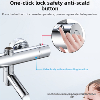 Ντους βρύση με θερμοστάτη ρύθμισης θερμοκρασίας, κρυφή εγκατάσταση, ανοξείδωτος χάλυβας με χρωμιωμένη επίστρωση, μοντέλο GY3, εύρος θερμοκρασίας 20–50°C