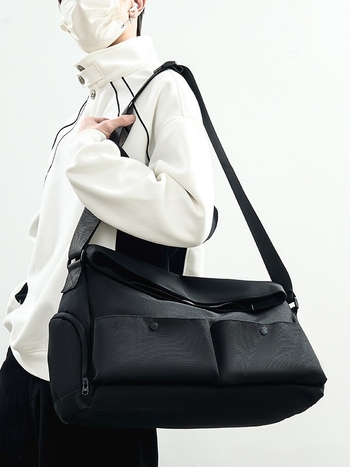 Muška crossbody torba s odjelom za obuće, najlon, odvojeni suhi-vlažni odjeljak, velik kapacitet, ulični stil, svakodnevna torba